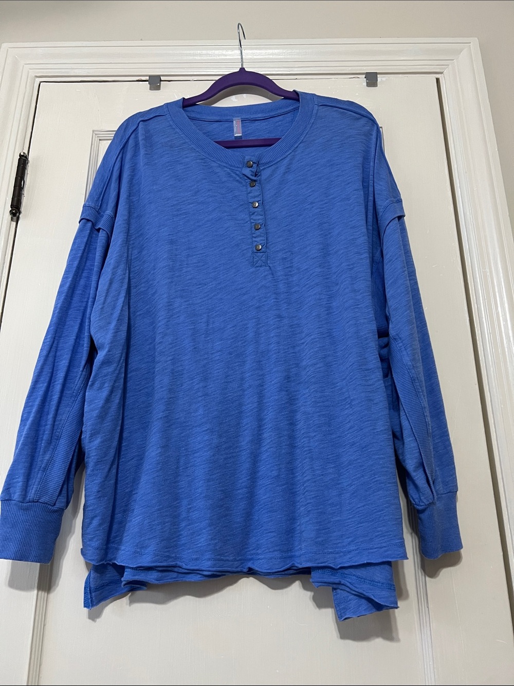 FP Movement Cozy Henley Top with side pockets - Periwinkle Blue